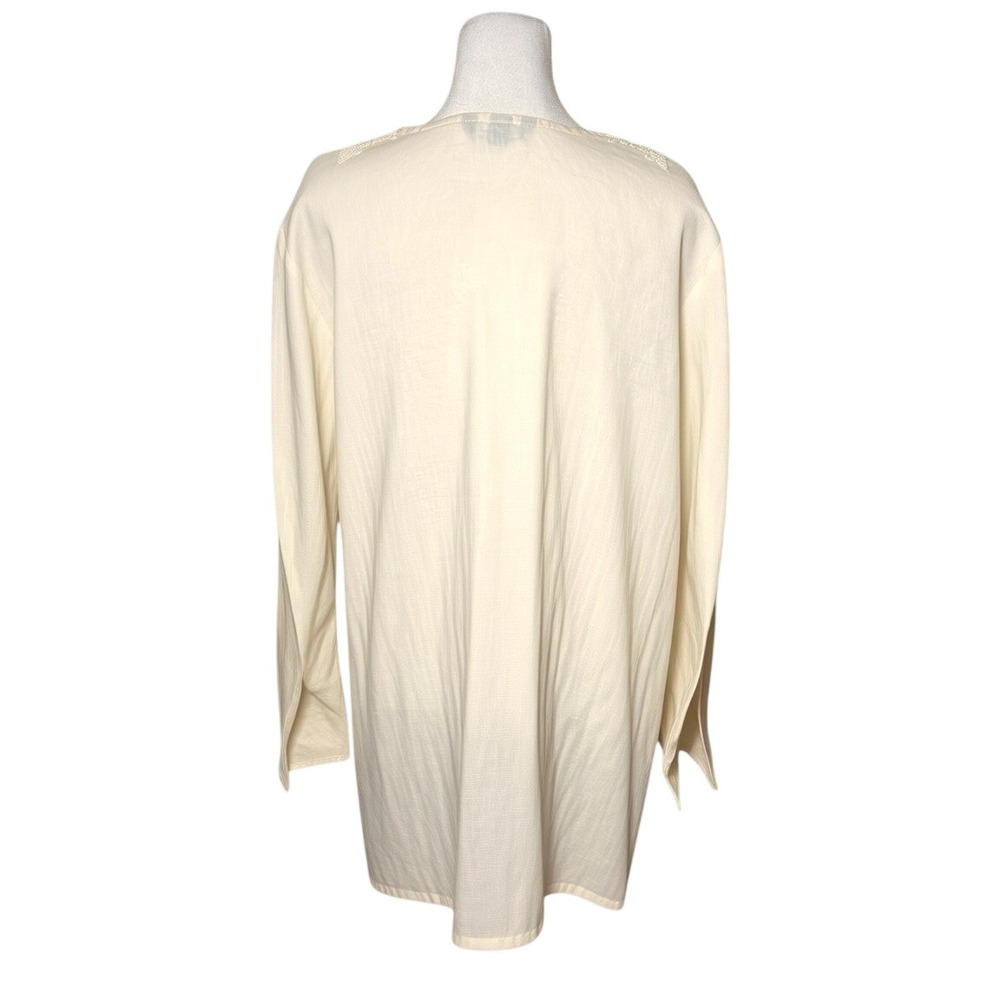Lands End Linen Tunic Top Plus Size 1X Ivory Beaded Boho Beach Cover Up - Picture 5 of 12